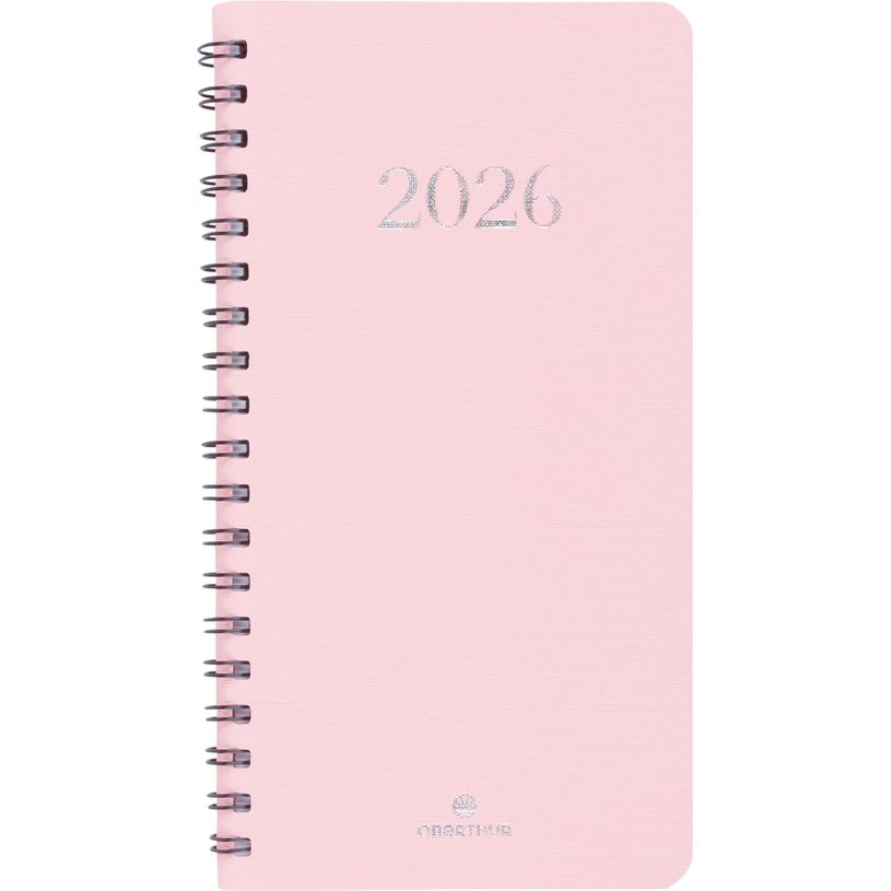 3664447208473-Agenda de poche spiralé Galway - 1 semaine sur 2 pages - 9,5 x 17 cm - rose - Oberthur--0
