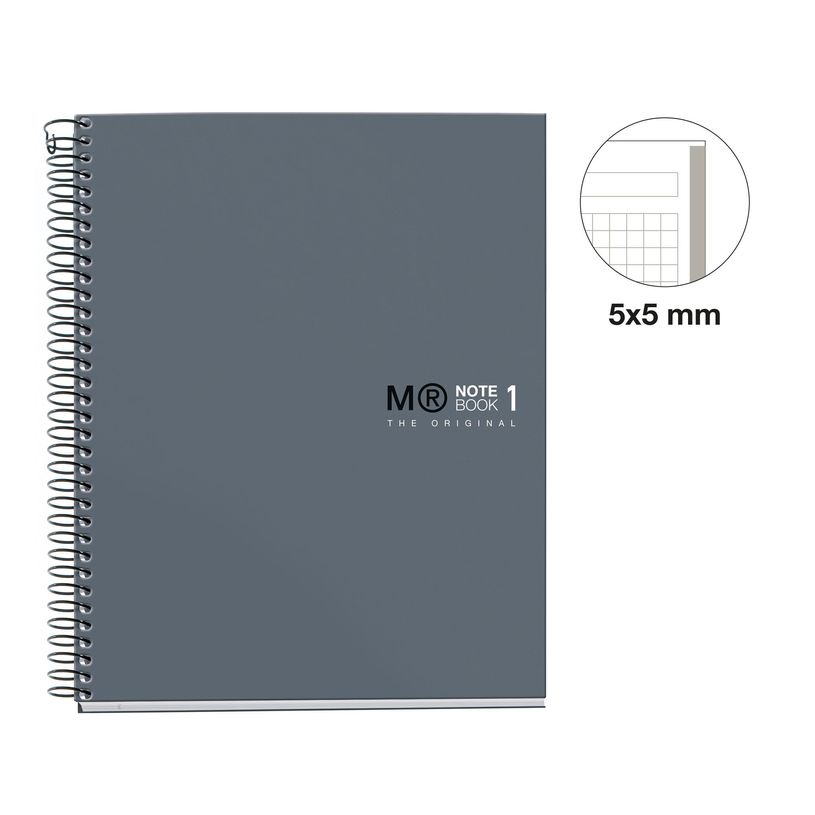 8422593466988-THE ORIGINAL NOTEBOOK, couverture rigide, A5, quadrillage 5x5 mm, 80 feuilles de 1 couleur, Miquelrius,--1