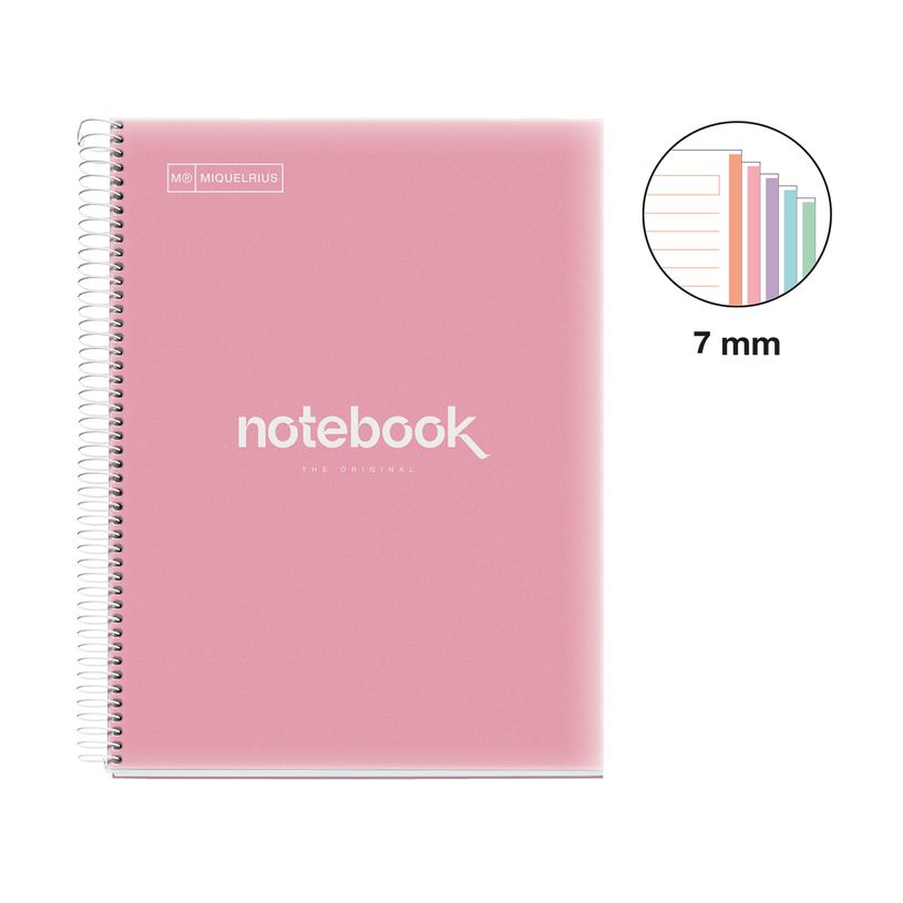 8422593485712-Notebook Emotions, couverture souple, A4 lignes horizontales 7 mm, 120 feuilles de 5 couleurs, Miquelri--1