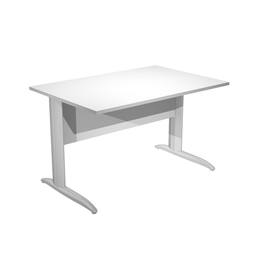 0404052255140-Bureau droit Trend - L120 - Pieds métals - plateau blanc - pied effet chromé-P_405225514_1-0