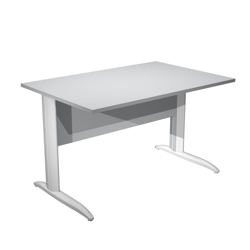 0404052255294-Bureau droit Trend - L120 - Pieds métals - plateau gris - pied blanc-P_405225529_1-0