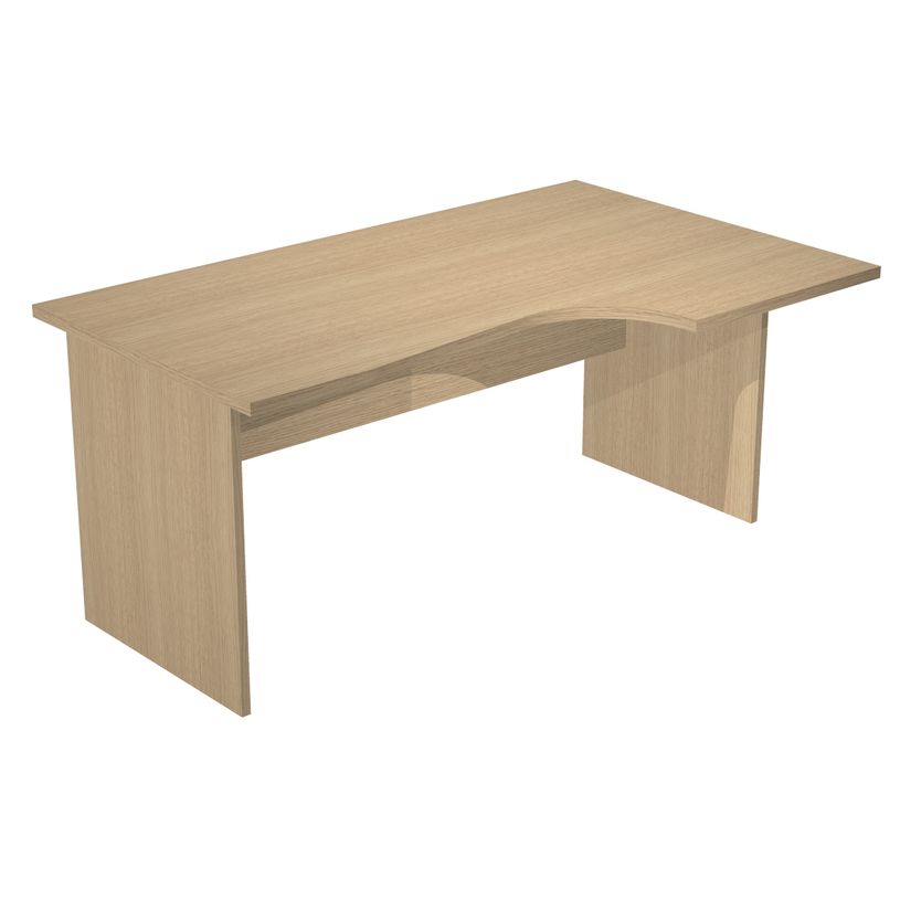 0404052256888-Bureau compact Trend - L160 cm - retour à droite - pieds panneaux - plateau imitation chêne - (pied de renfort obligat-P_405225688_1-0