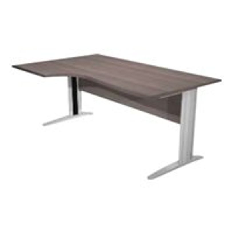 0404052257007-Bureau compact Trend - L160 cm - retour à gauche - Pieds métals alu - plateau blanc - (pied de renfort obligat-P_405225700_1-0