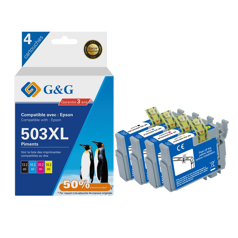 6941881289563-Cartouche compatible Epson 503XL Piments - Pack de 4 - noir, cyan, magenta, jaune - G&G-P_405242957_1-0