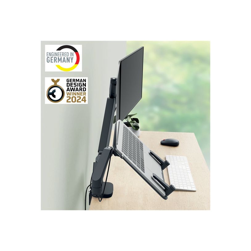 4002432134700-Leitz Ergo- bras double pour écran et PC - 17"- 32"- Faible  encombrement - Métal - Gri-P_405245722_1-3