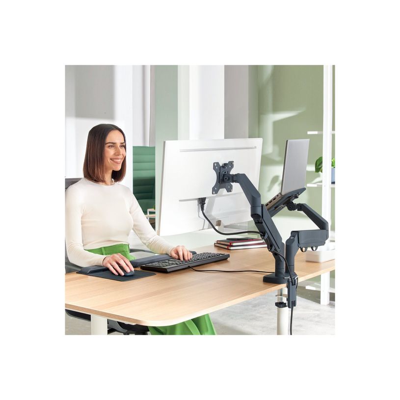 4002432134700-Leitz Ergo- bras double pour écran et PC - 17"- 32"- Faible  encombrement - Métal - Gri-P_405245722_2-4