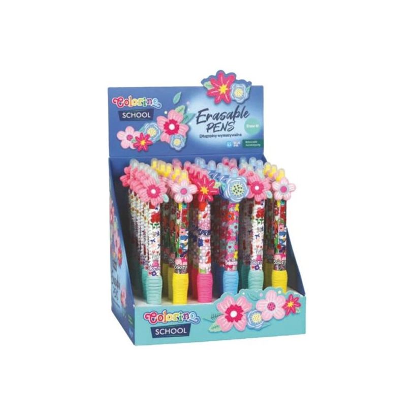 5903686380464-Colorino School - Stylo à bille effaçable fleurs - encre gel - bleu - avec gomme-P_405246329_1-0