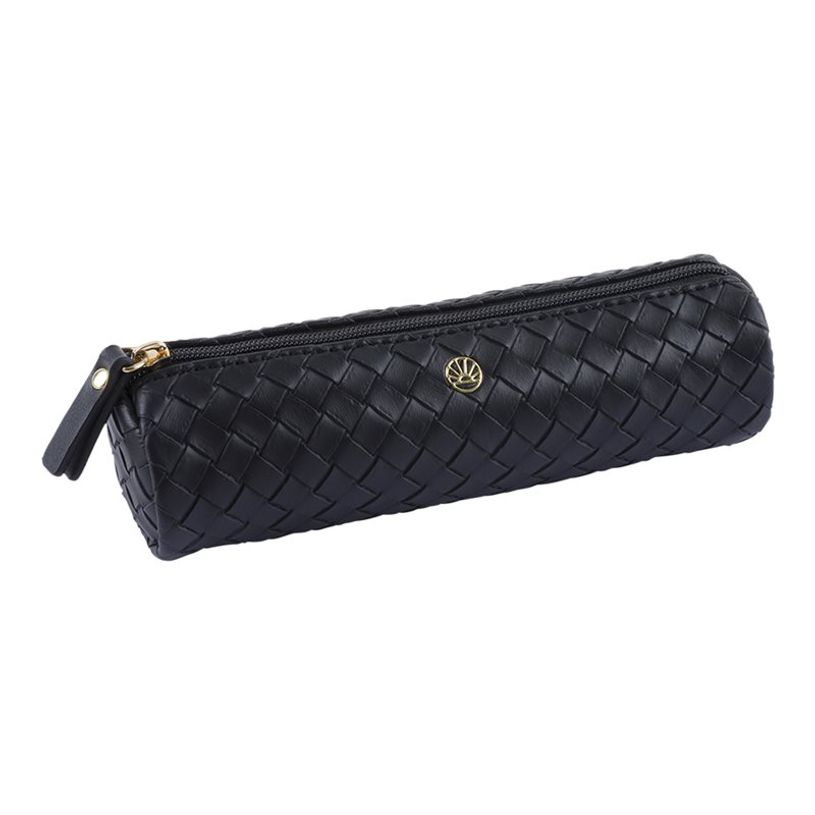 3664447203904-Oberthur Lisbonne - Trousse Ronde Noir – Élégante en Effet Tressé, Fermeture Zippée -P_405246751_2-1
