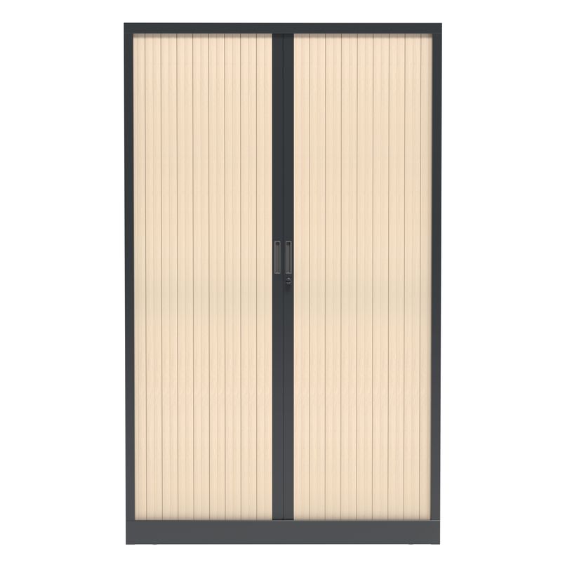 3700339995905-Armoire haute à rideaux - L120 x H198 x P43 cm - corps anthracite/rideau érable-P_405247664_1-0