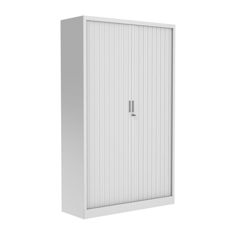 3700339995868-Armoire haute à rideaux - L120 x H198 x P43 cm - corps gris clair/rideau gris clair-P_405247668_1-0