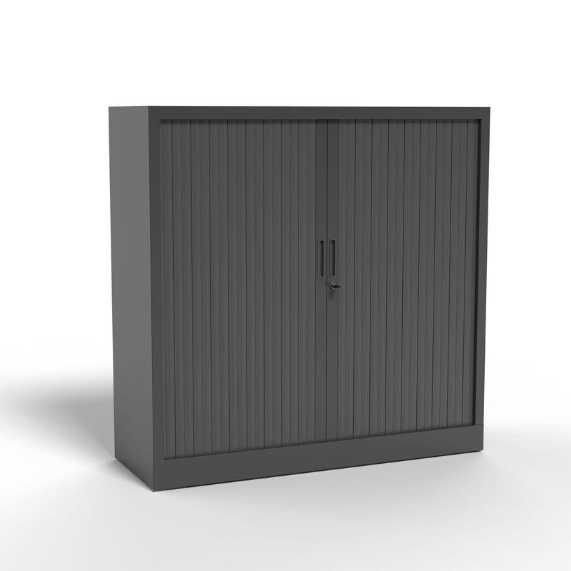 3700339995943-Armoire basse à rideau - L120 x H105 x P43 cm - corps anthracite/rideau anthracite-P_405247677_1-0