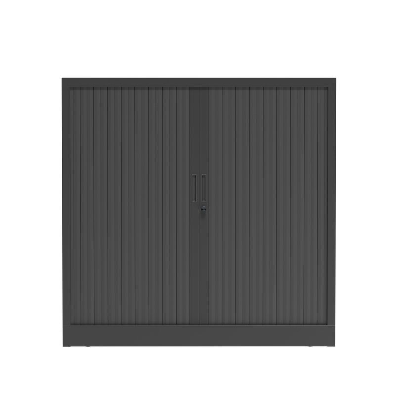 3700339995943-Armoire basse à rideau - L120 x H105 x P43 cm - corps anthracite/rideau anthracite-P_405247677_2-1