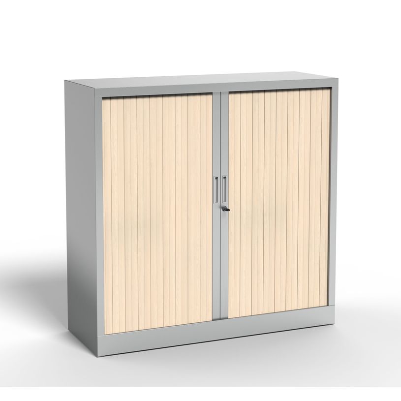 3700339996025-Armoire basse à rideau - L120 x H105 x P43 cm - corps alu/rideau érable-P_405247686_1-0