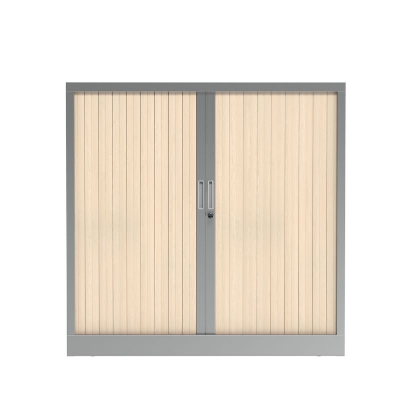 3700339996025-Armoire basse à rideau - L120 x H105 x P43 cm - corps alu/rideau érable-P_405247686_2-1