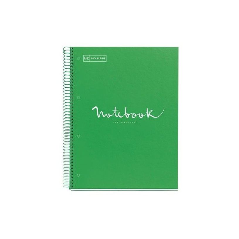 8422593460498-Miquelrius Emotions - Cahier de notes - reliure à spirale - A4 - 80 feuilles / 160 pages - petits carreaux - 4 trous - vert --P_615022_1-0
