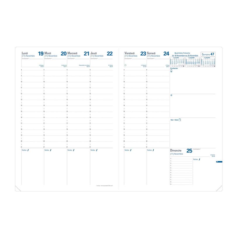 3371010125357-Agenda Club Consul - 1 semaine sur 2 pages - 21 x 30 cm - noir - Quo Vadis--1