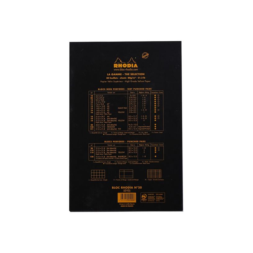 3037922010098-Rhodia Basics - Bloc notes - A4 + - 160 pages - grands carreaux - 80g - noir-P_79350395_3-2