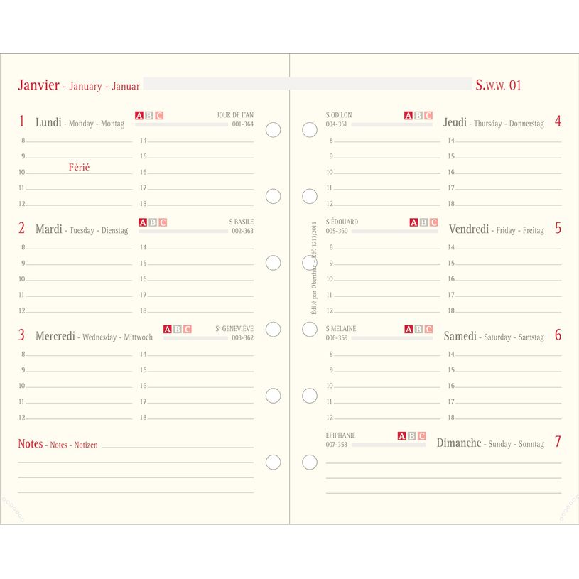 3664447126388-Oberthur 13 - Recharge pour organiseur - 1 semaine sur 2 pages - 8 x 13 cm-P_79352270_2-0