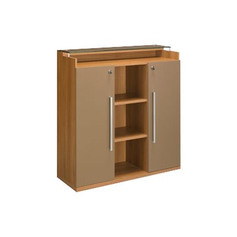 3483600012364-Rangement mi-hauteur SLIVER - L120 x H125 x P45 - 2 portes battantes - Noyer et bronze-P_79356213_1-0