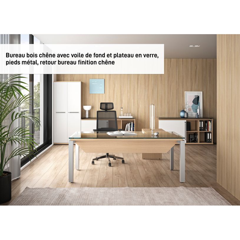 3483600174598-Bureau bois SLIVER - 190 cm - Pieds métal - Noyer et bronze-P_79356218_6-5