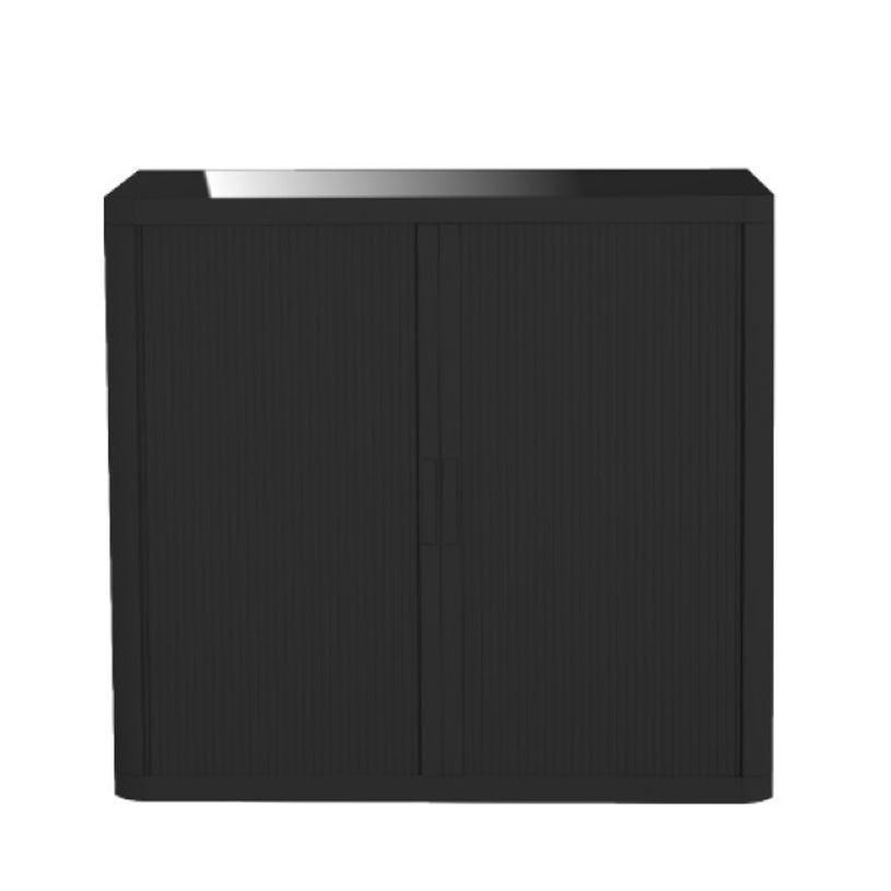 3660141929089-Armoire basse à rideaux EASY OFFICE - 110 x 104 x 41,5 cm - Corps, rideaux et poignée noi-P_79362553_1-0