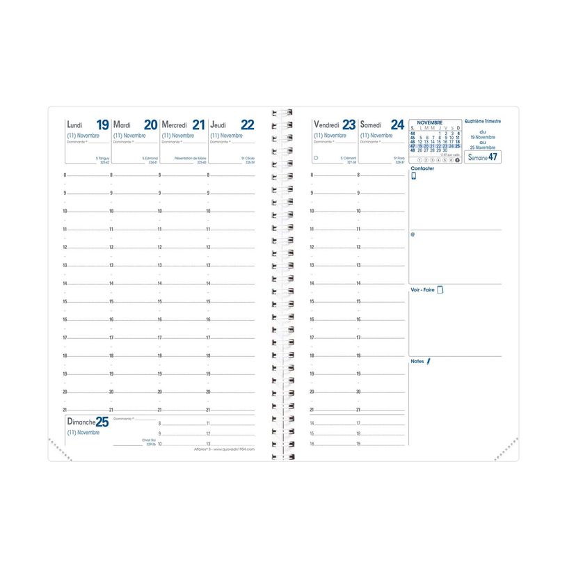 3371017523439-Agenda à spirale Impala Affaires avec répertoire - 1 semaine sur 2 pages - 10 x 15 cm - noir - Quo Va--1
