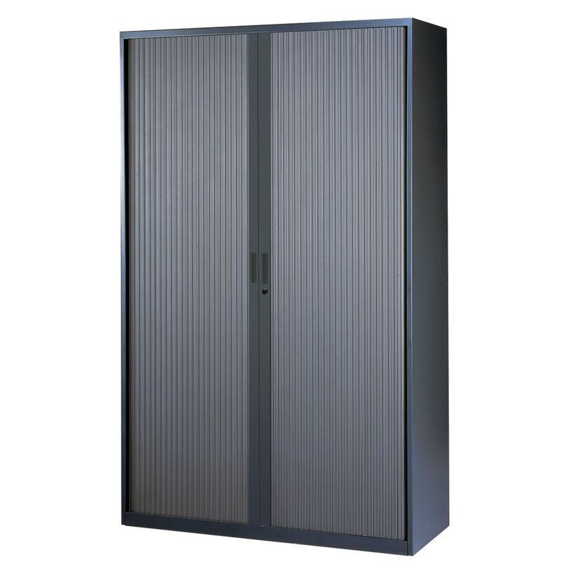 3700339871513-Armoire haute à rideaux - L120  x H198 x P43 cm - 4 tablettes - anthracite-P_79367705_1-0
