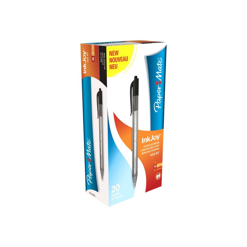 3501170957035-Paper Mate InkJoy 100 RT - Stylo à bille - noir - 1 mm - moyen - rétractable-P_79367981_3-2