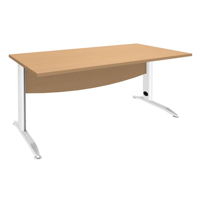 2012348122427-Bureau droit IDRA - L80 cm - Pieds blanc - plateau imitation Hêtre-P_79376964_1-0