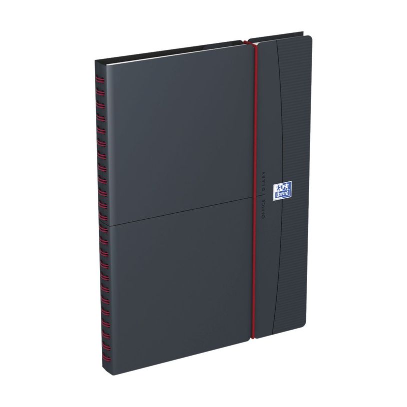 3147287770114-Agenda à élastique Office - 1 semaine sur 2 pages - 21 x 29,7 cm - gris/rouge - Oxford--0
