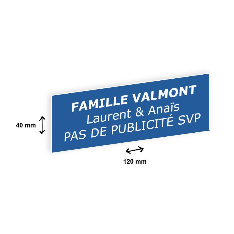 2012348177762-Plaque boîte à lettres personnalisée avec votre texte - 120 x 40 mm - bleue - adhésivé-P_79384157_2-1