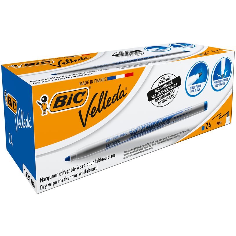 3086121721069-BIC VELLEDA 1721 - Pack de 24 marqueurs effaçables - pointe fine - bleu-P_79397297_2-0