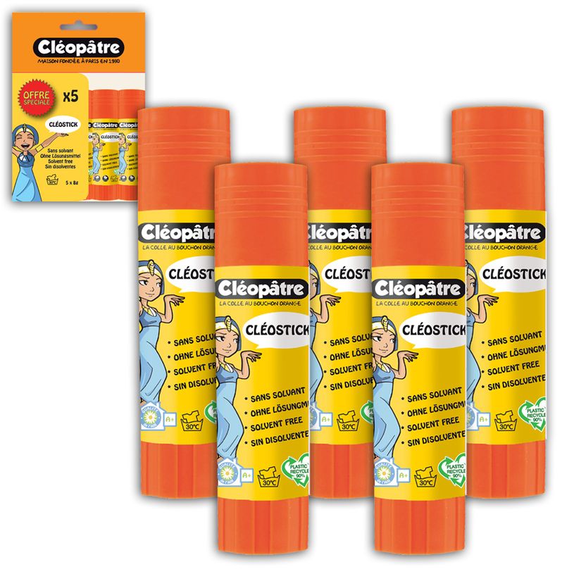 3134725004870-Cléopâtre - Lot de 5 bâtons de colle - Blanche - 8 gr-P_79399014_1-0