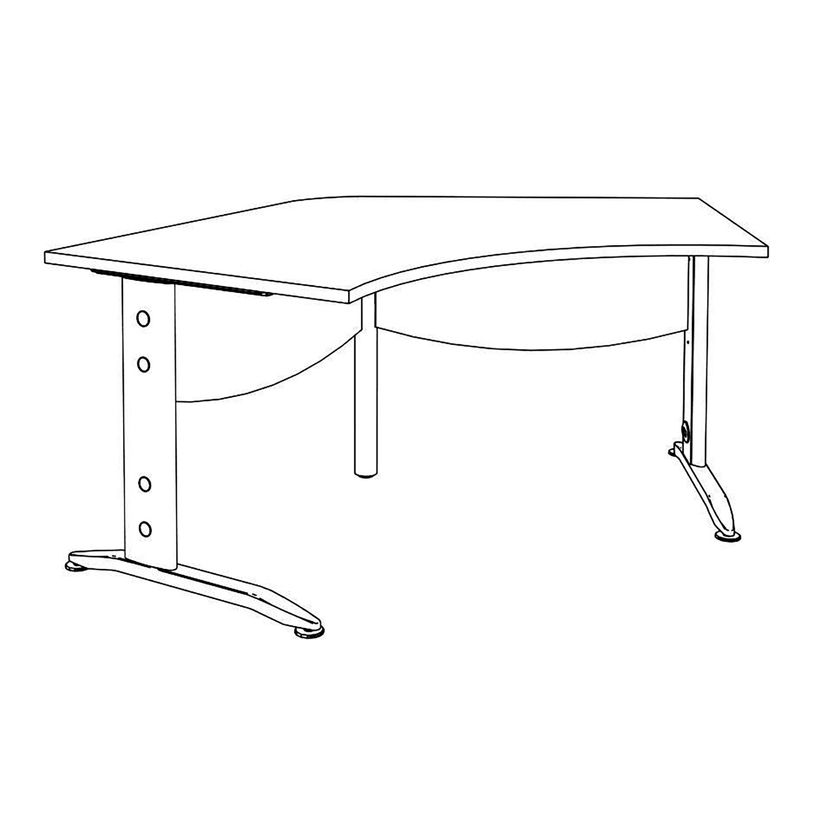3253310150300-Bureau symétrique 120° IDRA - L185 cm - Pieds aluminium - plateau imitation Erable-P_79408659_6-4
