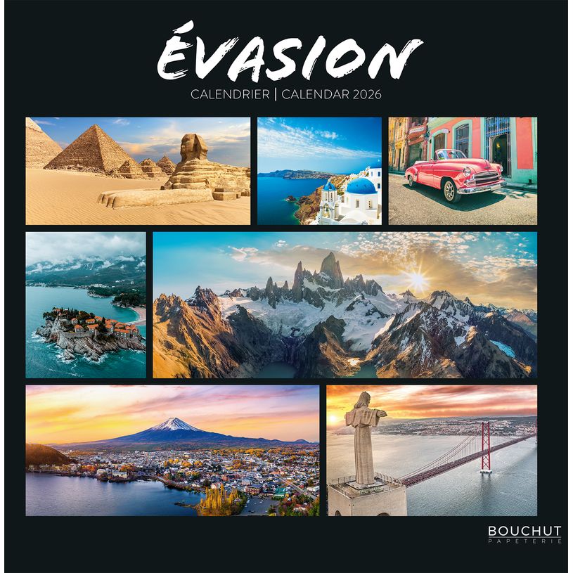 3592930027051-Bouchut Evasion - Calendrier illustré mensuel - 30 x 30 cm--0