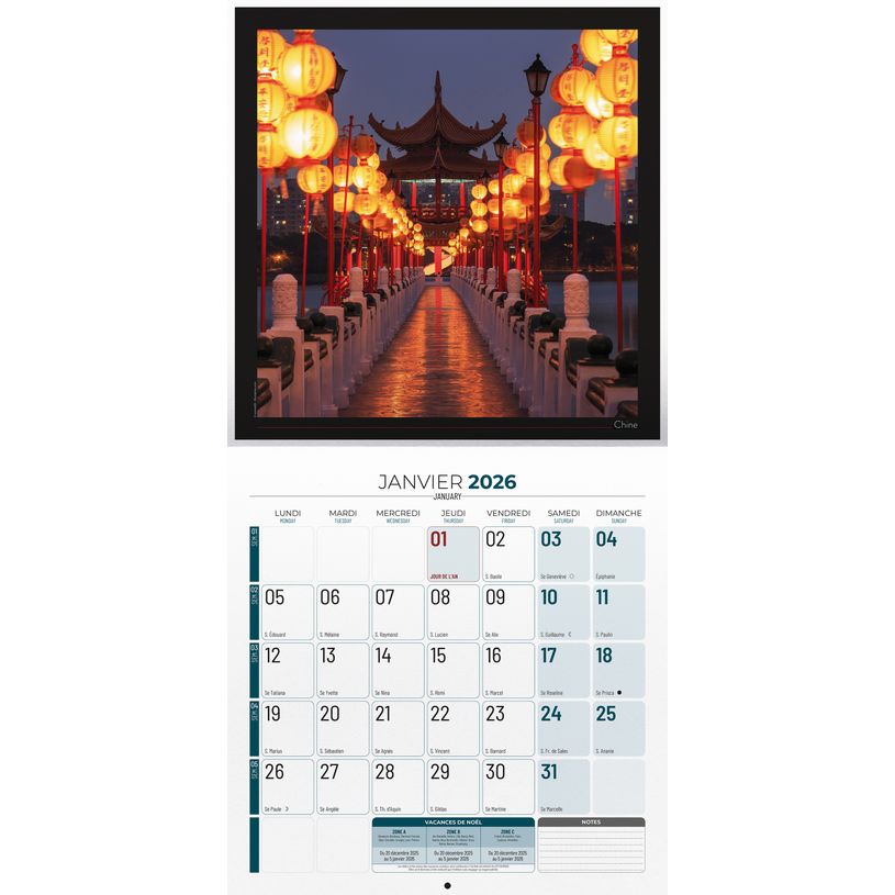 3592930027051-Bouchut Evasion - Calendrier illustré mensuel - 30 x 30 cm--1