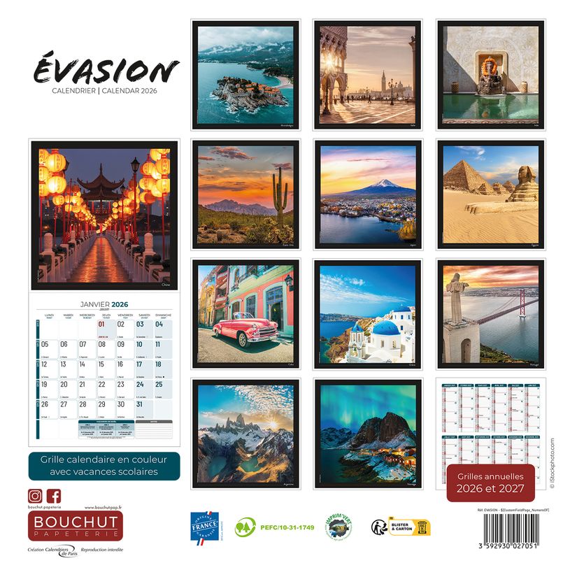 3592930027051-Bouchut Evasion - Calendrier illustré mensuel - 30 x 30 cm--2