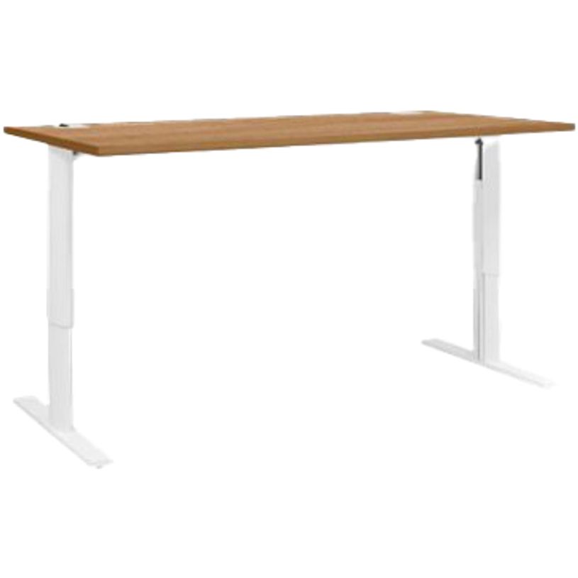 3483600722300-Bureau YES ! - 120 cm - Pieds ajustables blancs - Merisier-P_79409745_1-0