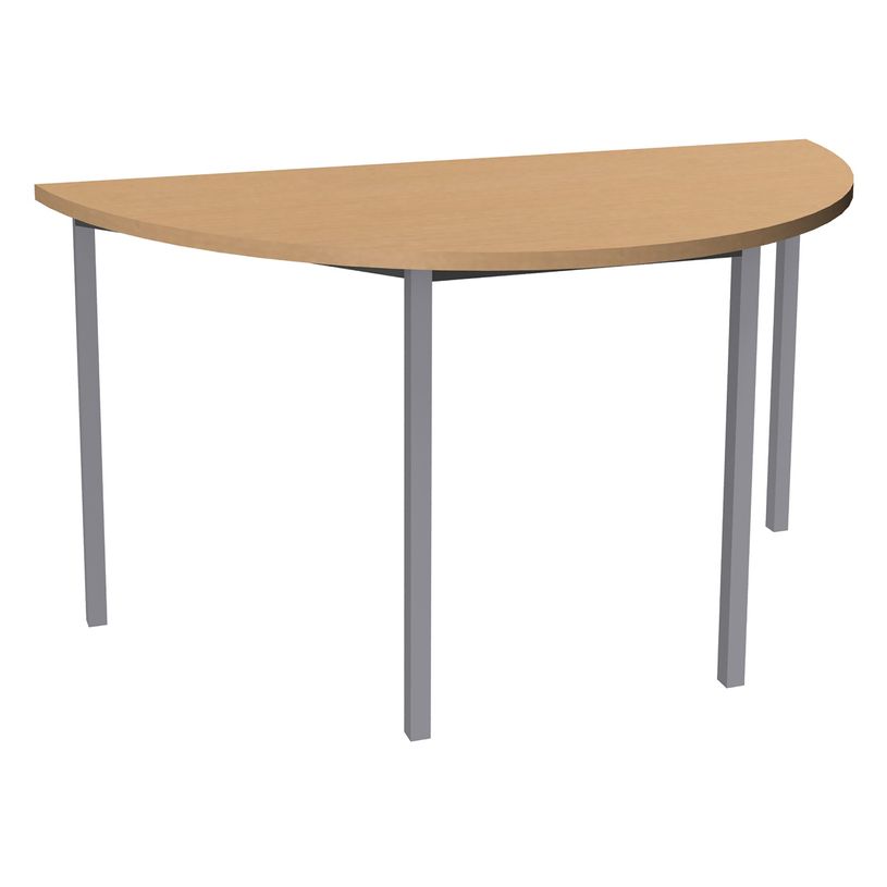3253310134591-Table de réunion Demi-lune - 140 x 70 cm - Pieds carrés aluminium - imitation hêtre-P_79419832_1-0