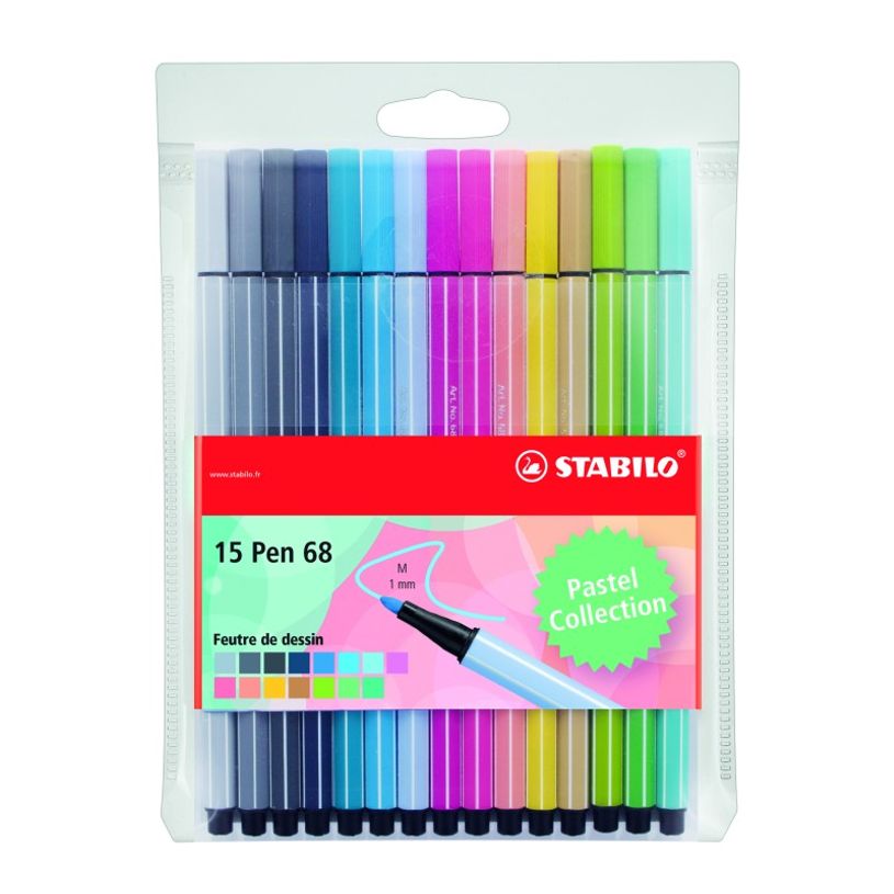 4006381495073-STABILO Pen 68 - 15 Feutres pointe moyenne - coloris pastel-P_79421804_1-0