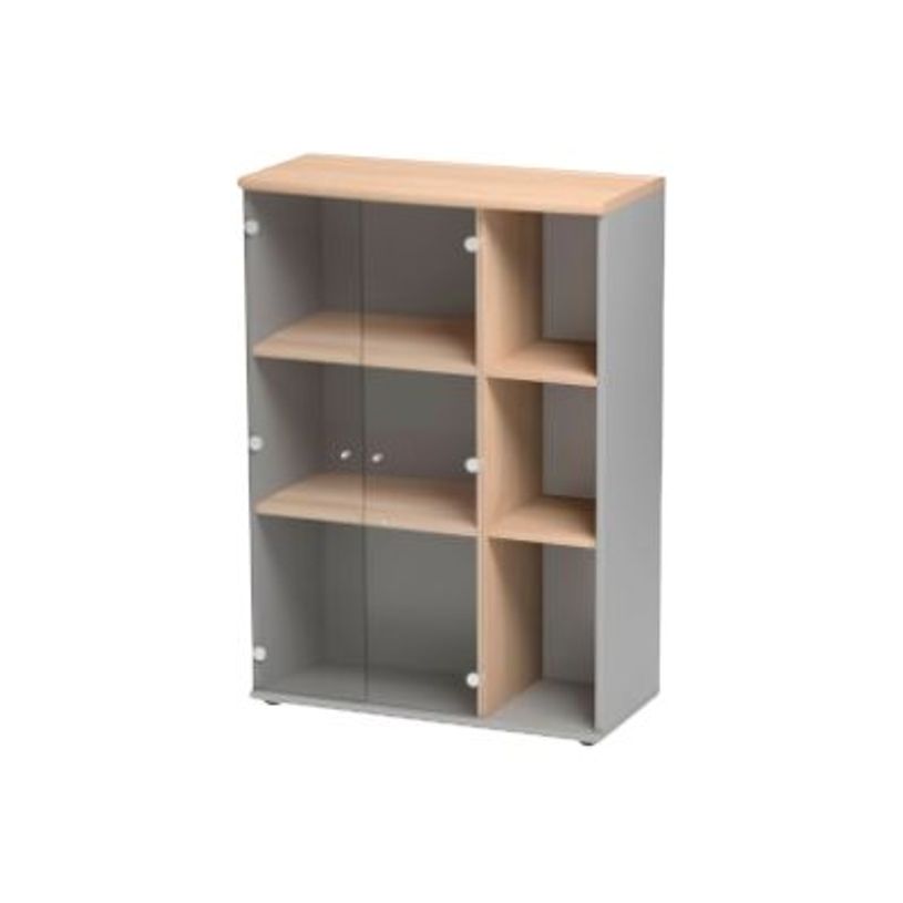 3483600784681-Rangement haut JAZZ+ - L80 x H112 x P39 - 2 portes vitrées - Hêtre-P_79426266_1-0