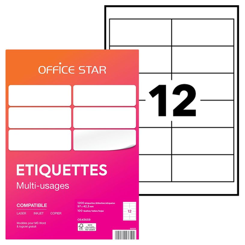 4004182436592-Office Star - 1200 Étiquettes multi-usages blanches - 97 x 42 mm - réf OS43659-P_79427622_2-0