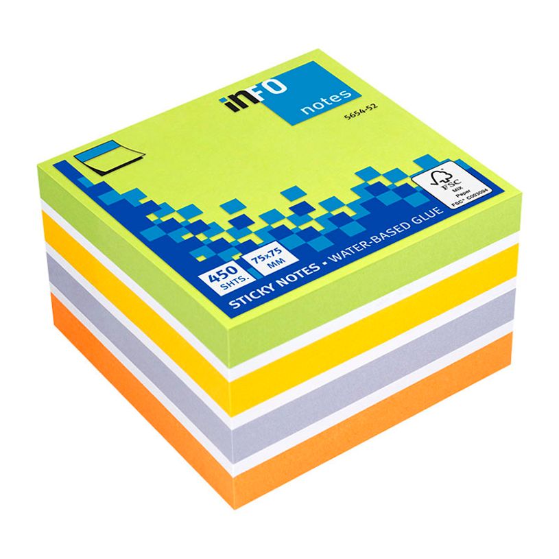 4044355784310-Global Notes - Bloc Cube - 450 feuilles - 75 x 75 mm - couleurs neon-P_79428151_2-0