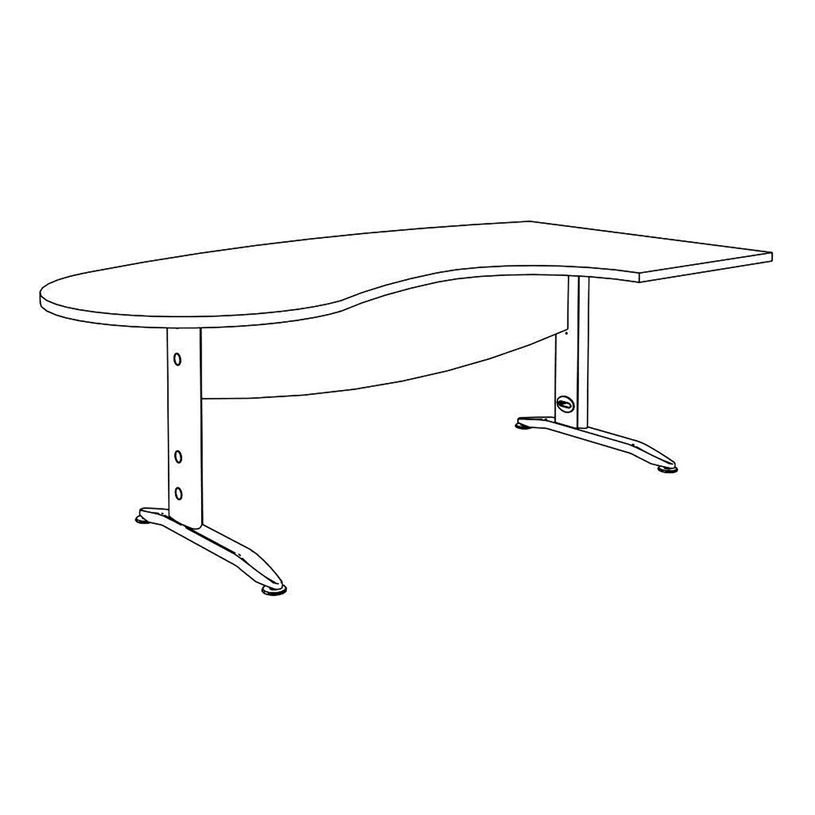 3253310161436-Bureau compact manager retour à droite IDRA - 200 cm - Pied blanc - Chêne gris (Pieds de renfort obligato-P_79432158_6-4
