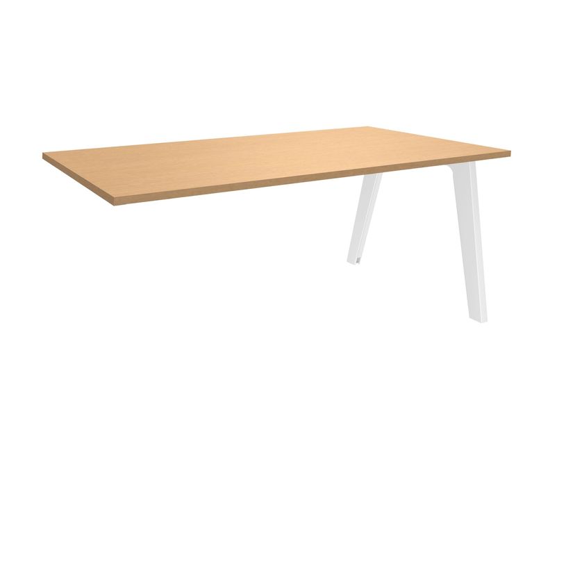3253310162297-Bureau simple STEELY - L140 cm - Bureau suivant - Pieds blanc - plateau imitation Hêtre-P_79432510_1-0
