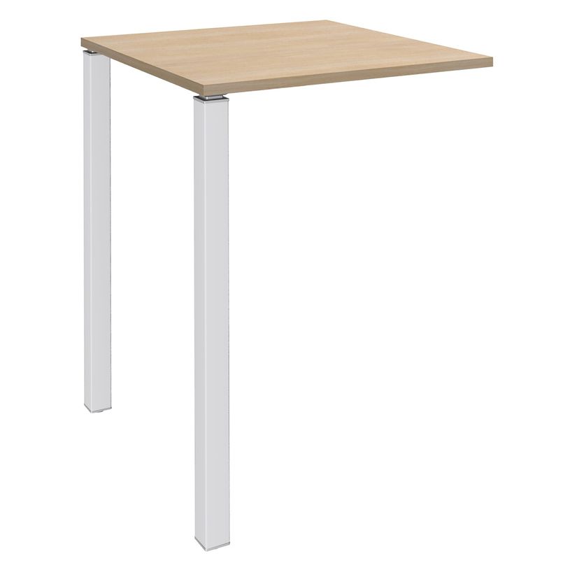 3253310158795-Table Lounge 2 Pieds - L80xH105xP80 cm - Pieds blanc - plateau imitation chêne clair-P_79432766_1-0