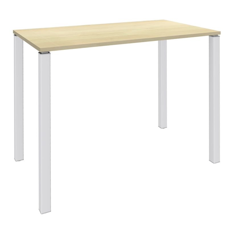 3253310165908-Table Lounge - L120xH105xP60 cm - 4 Pieds blancs - plateau imitation érable-P_79432784_1-0