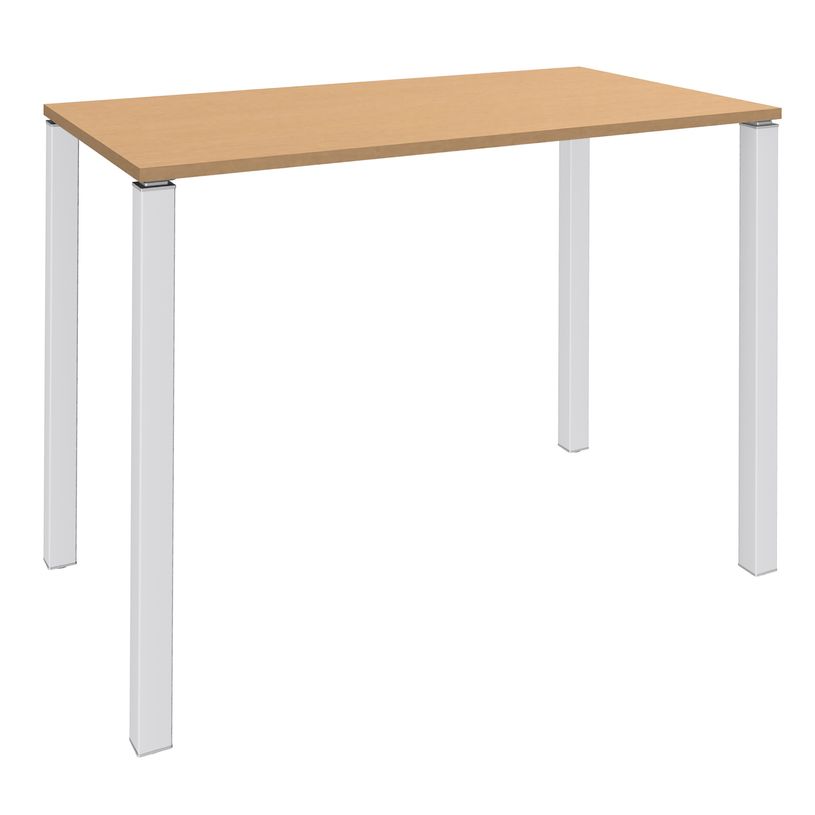 3253310166387-Table Lounge 4 pieds - L120xH105xP80 cm - Pied blanc - plateau imitation hêtre-P_79432832_1-0