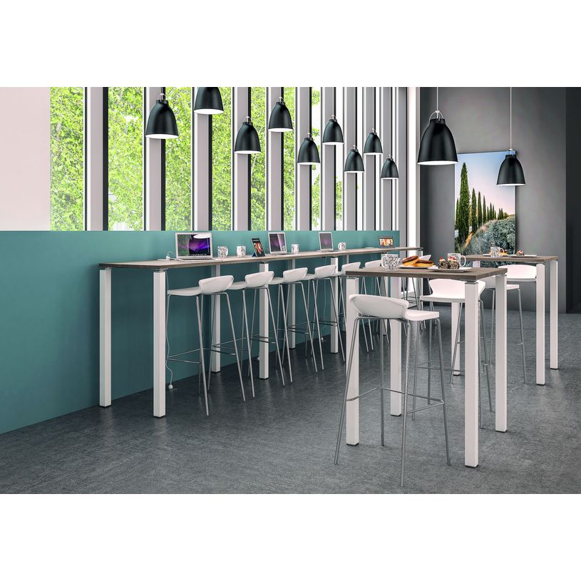 3253310166387-Table Lounge 4 pieds - L120xH105xP80 cm - Pied blanc - plateau imitation hêtre-P_79432832_2-1