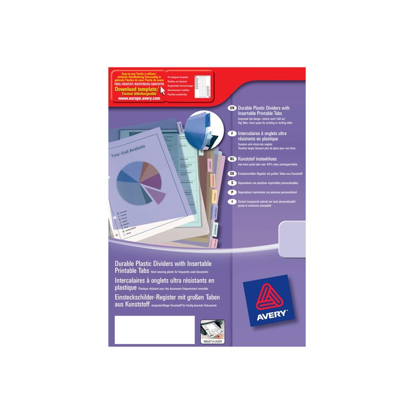 5014702814327-Avery - Intercalaire personnalisable 12 positions - A4 Maxi - polypropylène résistant-P_79439756_2-0